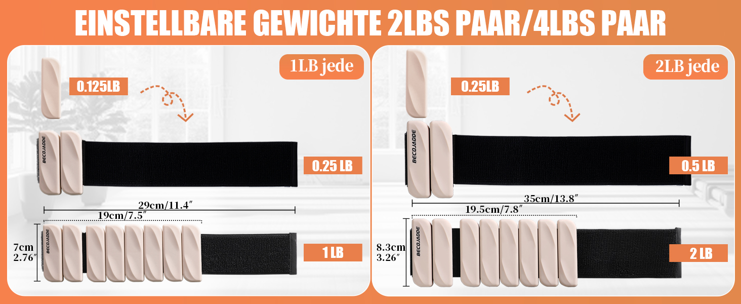 Важкі манжети для ніг BECOJADDE 0.45 кг / 0.9 кг (набір 2 шт.) для занять спортом, фітнесом, кардіо та силовим тренуванням. Чорний колір.
