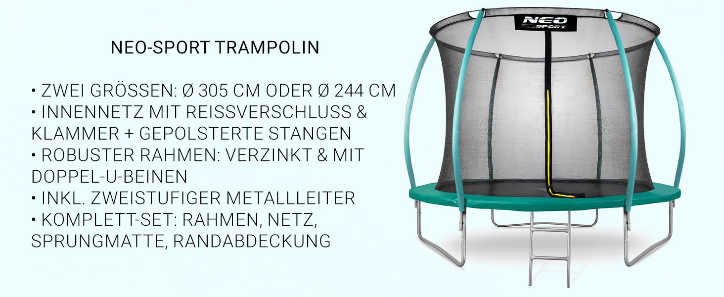 Батут Neo-Sport Outdoor для дітей з сіткою та сходами, 252 см