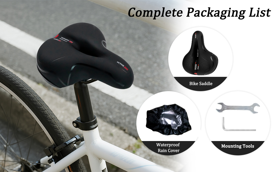 Зручний велосипедний сідло з амортизацією та дихаючим матеріалом. Потовщене та широке сідло для велосипеда з світловідбиваючим дизайном для нічних поїздок