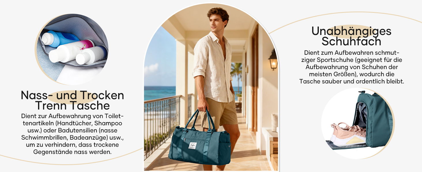 Спортивна сумка-мішок для жінок та чоловіків з відділенням для взуття та мокрих речей. Ідеальна для подорожей, фітнесу, тренувань та плавання. Колір: Павич