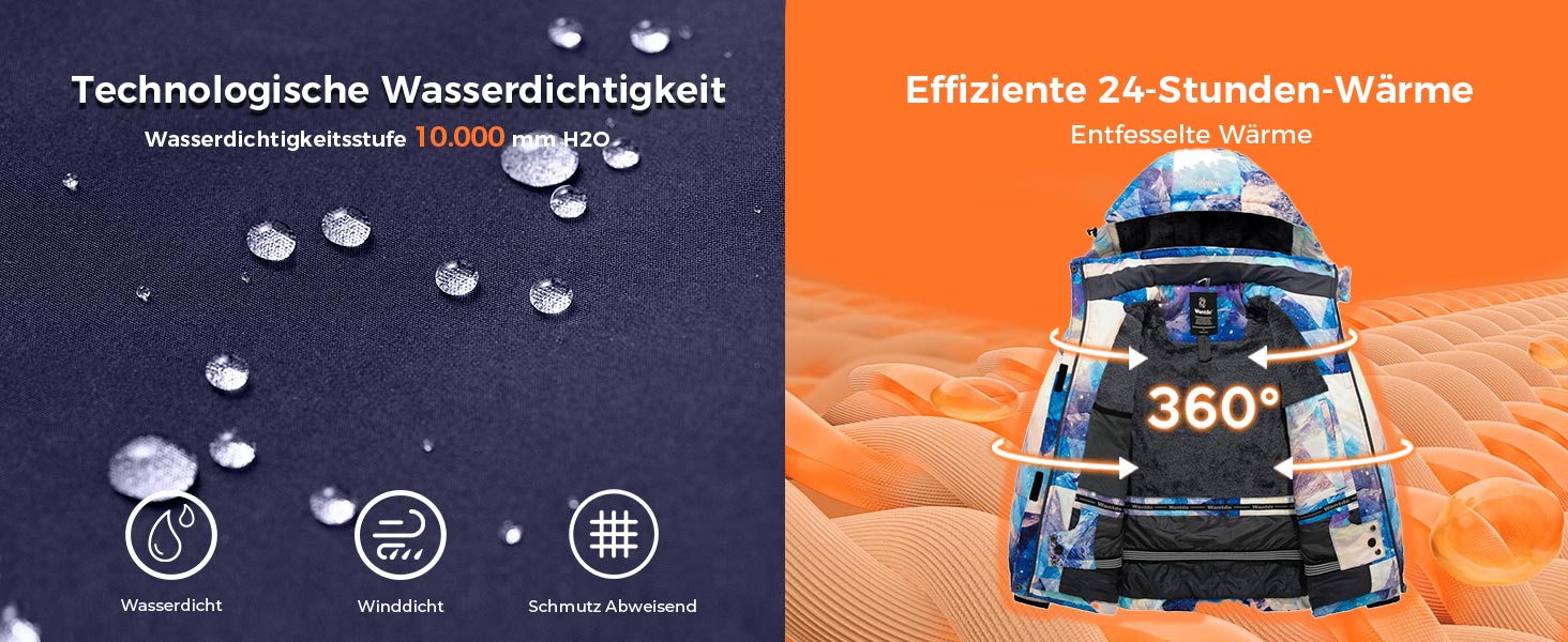 Жіноча гірськолижна куртка Wantdo, тепла флісова куртка, водонепроникна, дихаюча, з капюшоном, вітрозахисна, темно-бірюзова, розмір L