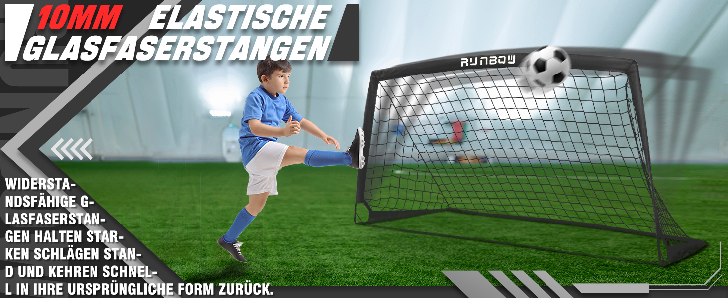 Дитячі ворота для футболу RUNBOW 1,8 x 1,2 м, портативні, з сумкою, чорні