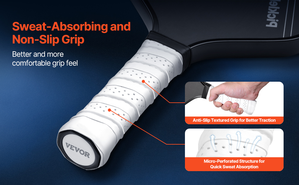 Pickleball-ракетка VEVOR з вуглецевим покриттям T700 та сотовою структурою, професійна ракетка для піклболу для дорослих, чорна