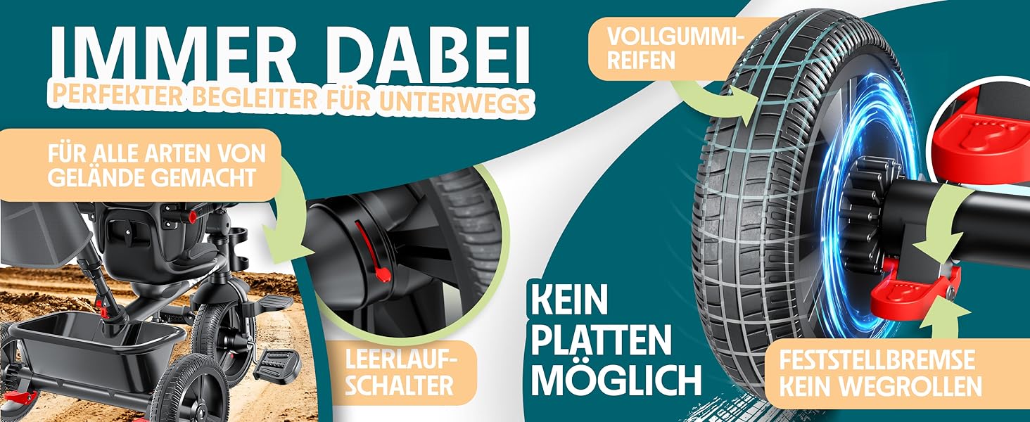 Дитяче триколісне велосипед KIDIZ 6в1 з батьківською ручкою, кошиком, дахом та гальмами. Підходить для дітей від 9 місяців до 25 кг. Рожевий.