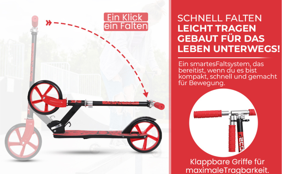 Дитячий трюковий самокат Habib Kickroller – складаний, з регулюванням висоти, великі колеса, до 80 кг, блакитний