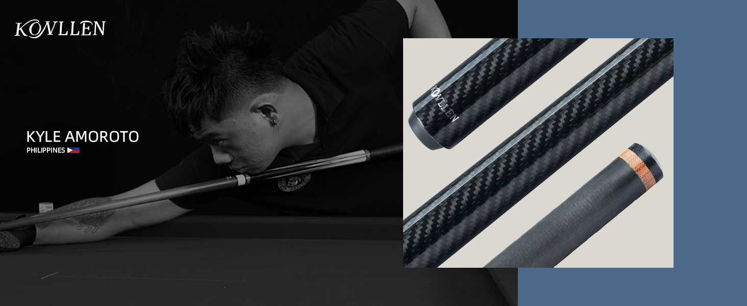 Більярдний кий для розбиву KONLLEN Heavy Hitter, карбоновий Break-Queue з наконечником 12,9 мм, чорний, Uniloc