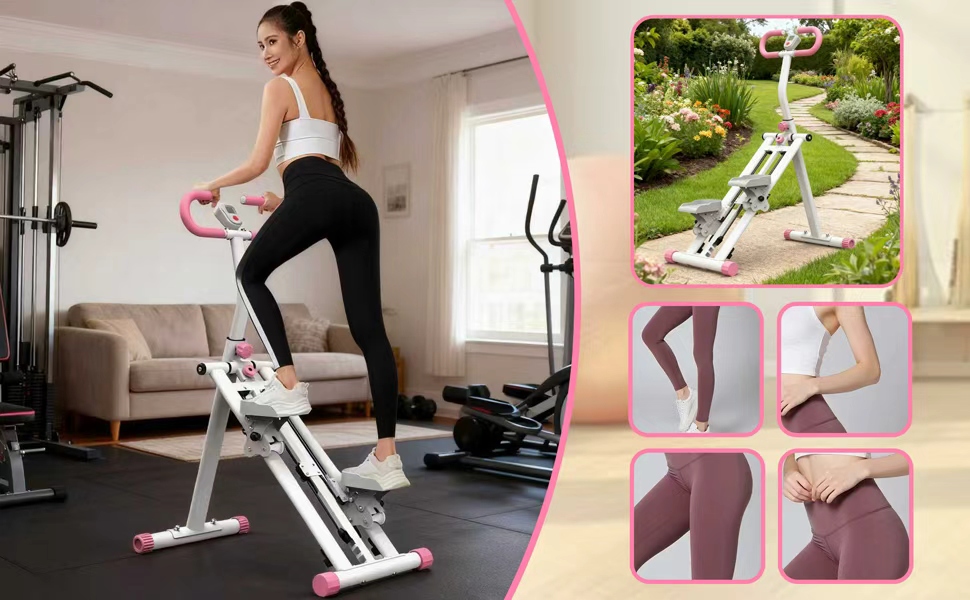 Сходи-степер з регульованим опором для дому – тренажер для кардіотренувань з LCD-дисплеєм та компактним дизайном | Ідеальний для домашнього спортзалу, квартири та офісу (Білий)