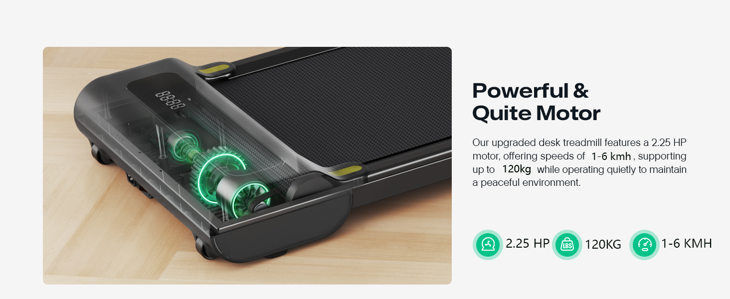 UREVO Smart Walking Pad - компактний тихий біговий тренажер з амортизацією, додаток для фітнесу, для дому/офісу, 2.5 PS (Чорний)