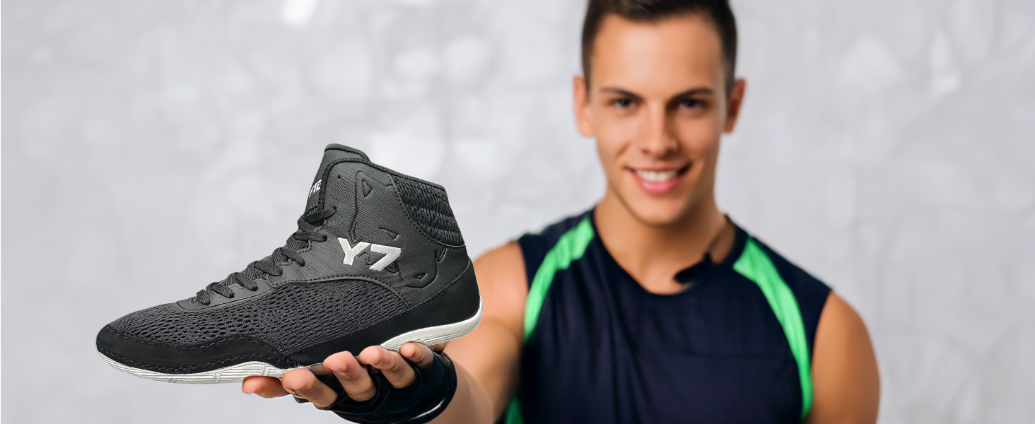 FOX-FIGHT Y7 Боксерські/Залкові Кросівки для Занять Фітнесом та Бойовими Мистецтвами | Зроблено з Нубуку | Чорно-Білі | 46 EU