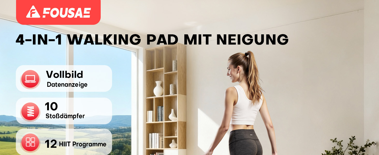 Бігова доріжка Walking Pad для дому з нахилом 9%, потужність 2.5HP, швидкість 1-10 км/год, LED-дисплей, 12 програм, до 150 кг (Чорно-червона)