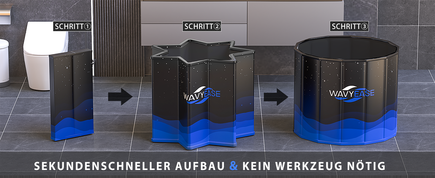 Портативна складана ванна для дорослих (80x66 см) - для відпочинку, душу, SPA, крижаного душу для спортсменів (чорний)