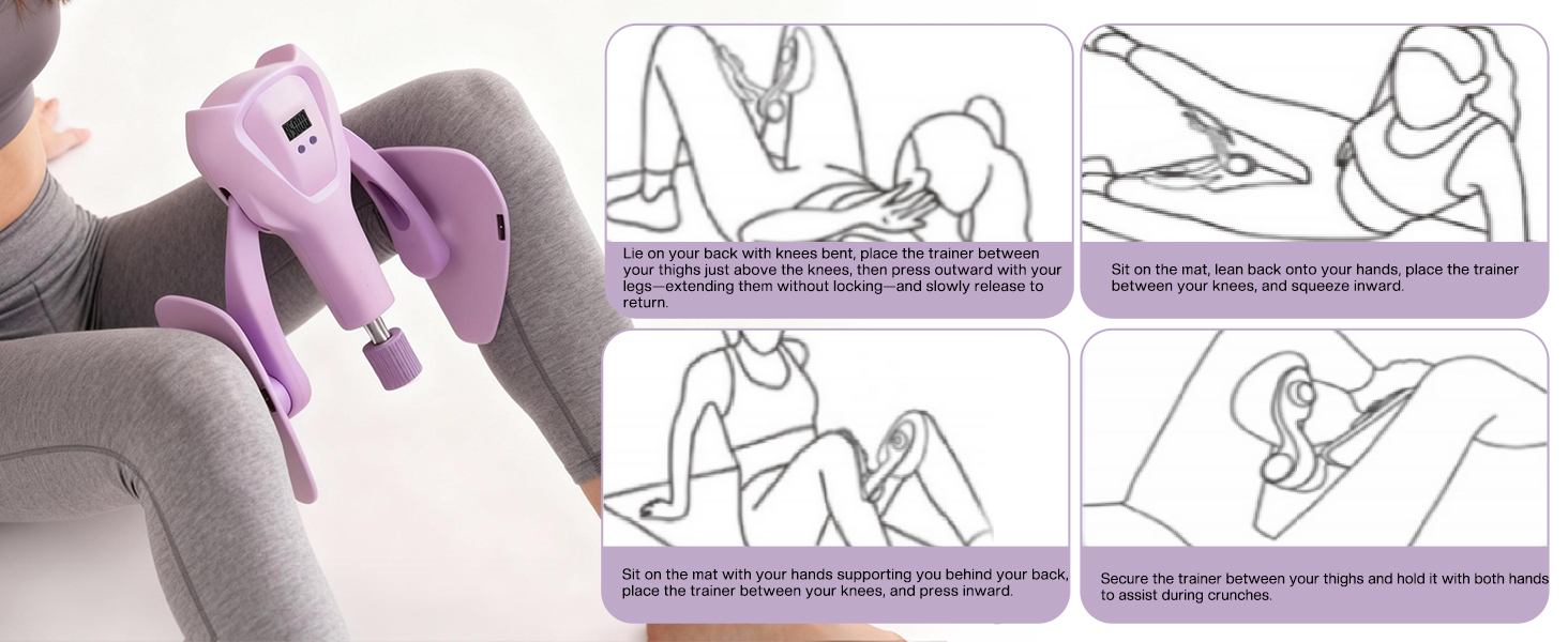 Набір для тренування м'язів тазового дна та стегон – Thigh Master з еластичною стрічкою | Тренажер для ніг вдома | Професійний тренажер для ніг для жінок та чоловіків для нарощування м'язів живота, ніг та сідниць