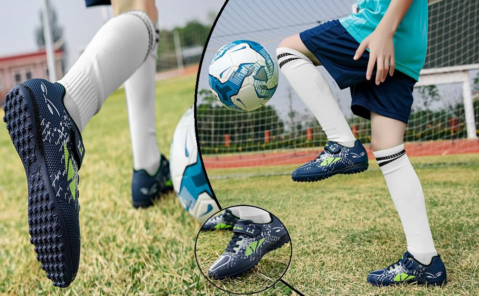 Дитячі футбольні бутси унісекс, легкі, з антиковзаючою підошвою, для тренувань на штучному газоні, розмір 30-39 (EU), блакитні