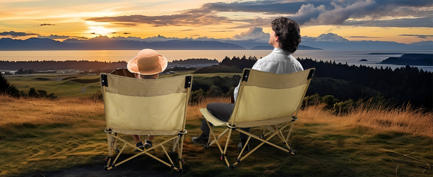 Зручний складаний стілець для кемпінгу та відпочинку на природі (150 кг), легкий, з регулюванням кута нахилу, з сумкою, хакі