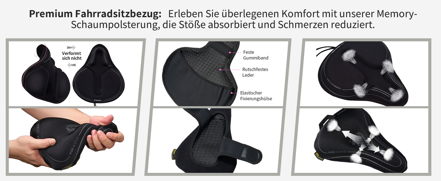 Покриття на сидіння велосипедного крісла Daway з силіконовим гелем та піною Memory Foam - XL/L/M/S, 30 x 27 см, чорний