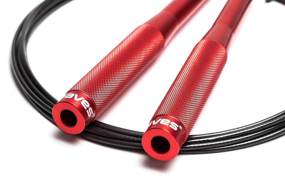 Спортивна скакалка Earwaves Momentum зі сталевим тросом у PVC-покритті та алюмінієвими ручками, 3 метри, червона (з додатковим кабелем)