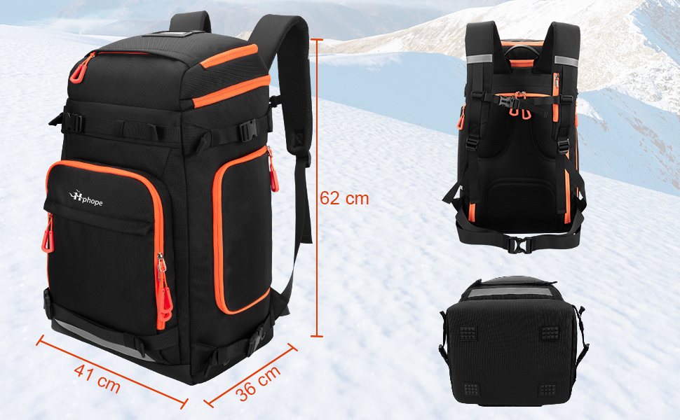 Чорний рюкзак для лиж та сноуборду HP з відділенням для шолома, 70L