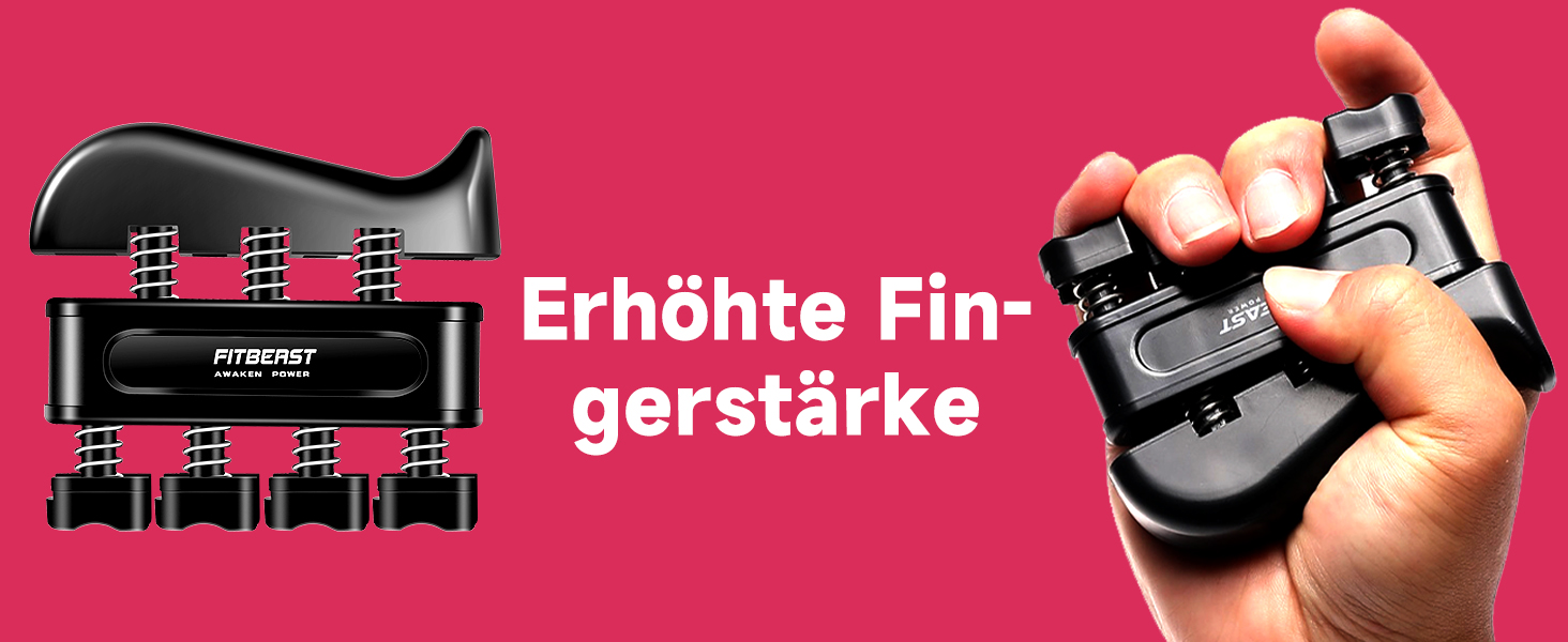 FitBeast Тренажер для рук та пальців, набір 5 шт. - регульований тренажер, тренажер для пальців, підтримка зап'ястя, кільце для тренувань та зняття стресу, чорний