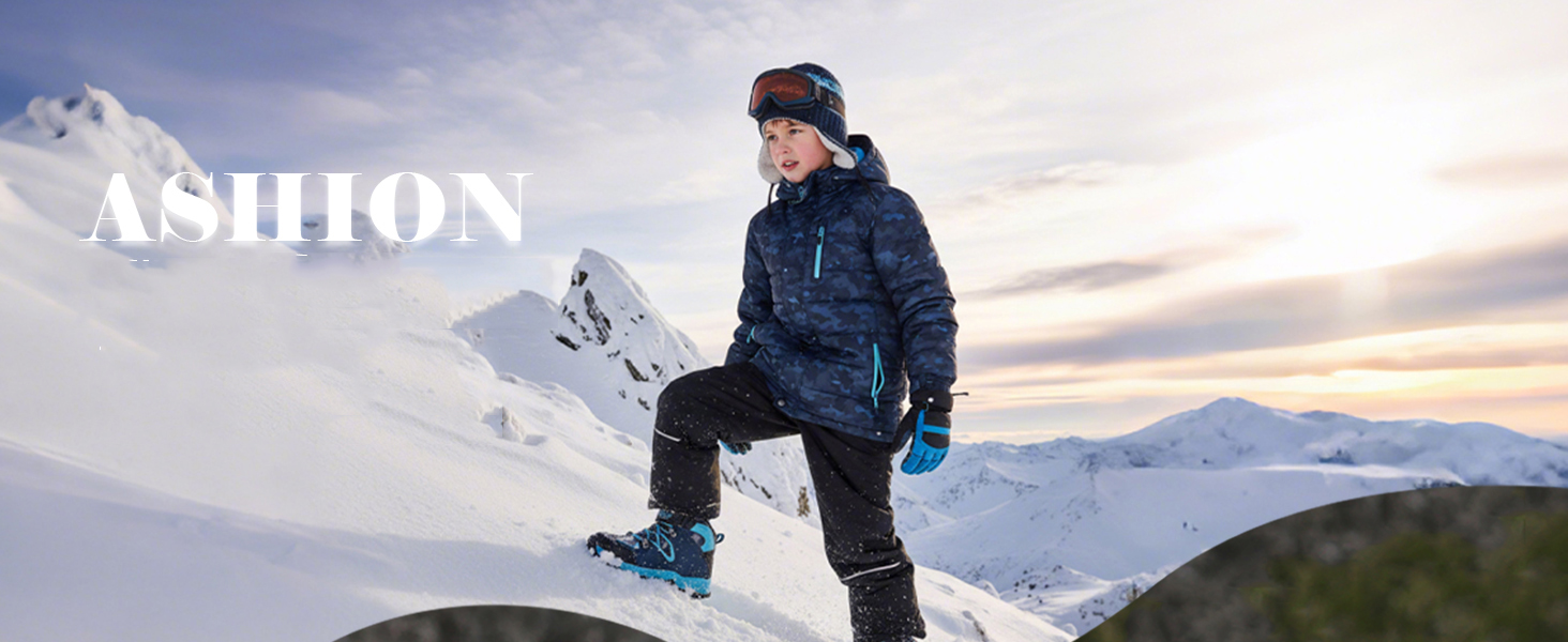 Дитячі зимові черевики ASHION для хлопчиків: середньої висоти, утеплені, для походів та трекінгу, бавовняні, розмір 36 EU, блакитні
