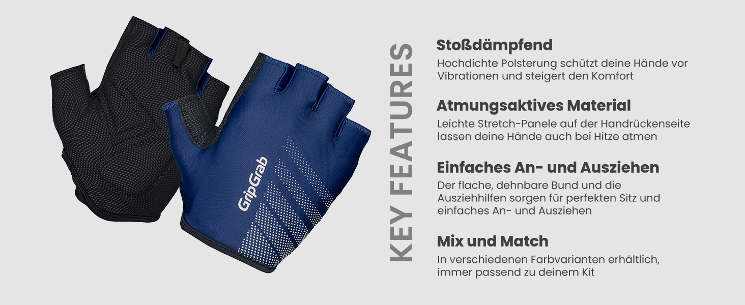 Fahrradhandschuhe GripGrab Ride Einsteiger Kurzfinger Sommer - Білі велосипедні рукавички GripGrab Ride Einsteiger (L, Navy Blue)