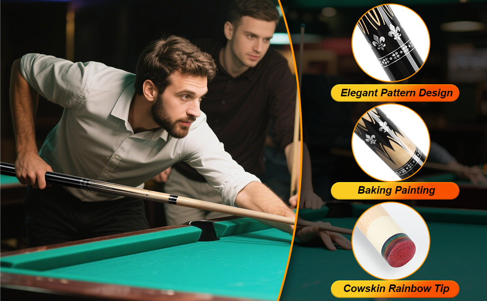 AKLOT Більярдний кий професійний з телескопічним подовженням, канадська береза, з кейсом для кия, 147 см (58''), 538-595 г (19-21oz) (Сріблястий 595 г)