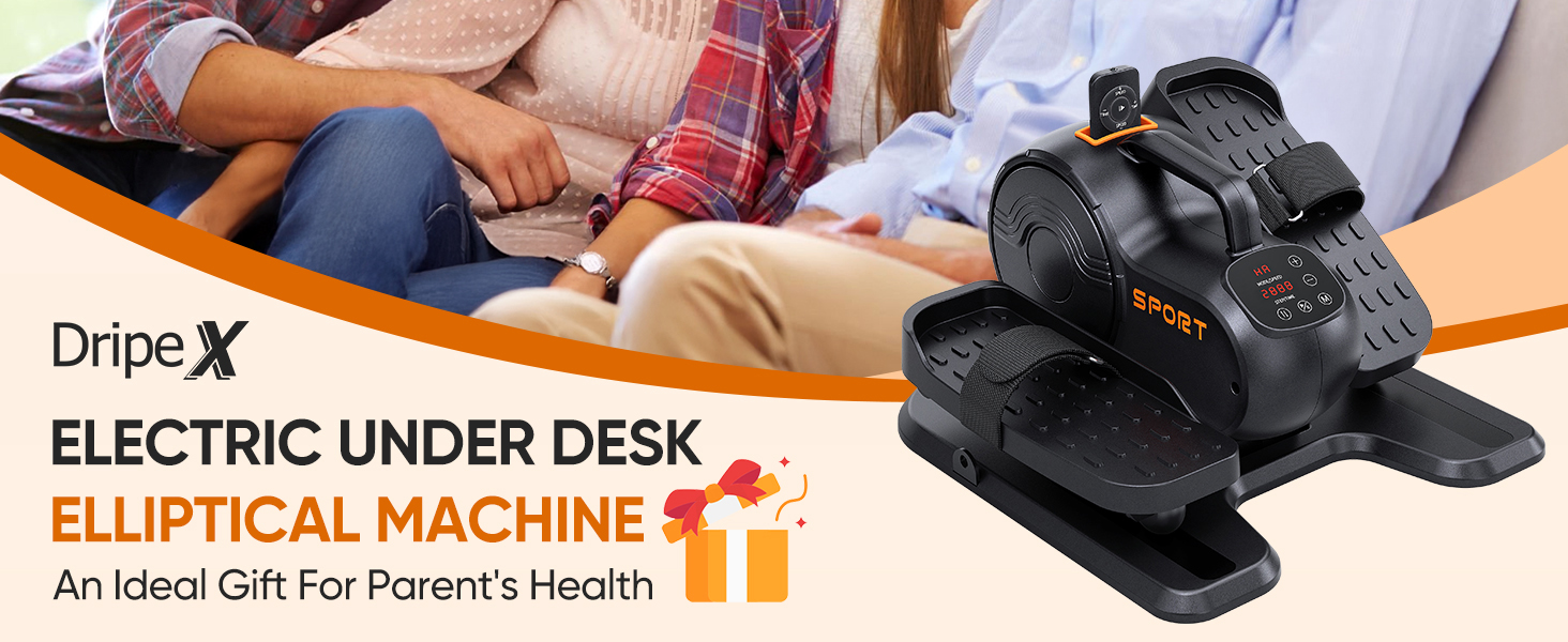 Електричний міні-еліпсоїд Dripex 3-в-1 для дому: тренажер для ніг з регулюванням швидкості та опору, повністю зібраний, помаранчевий