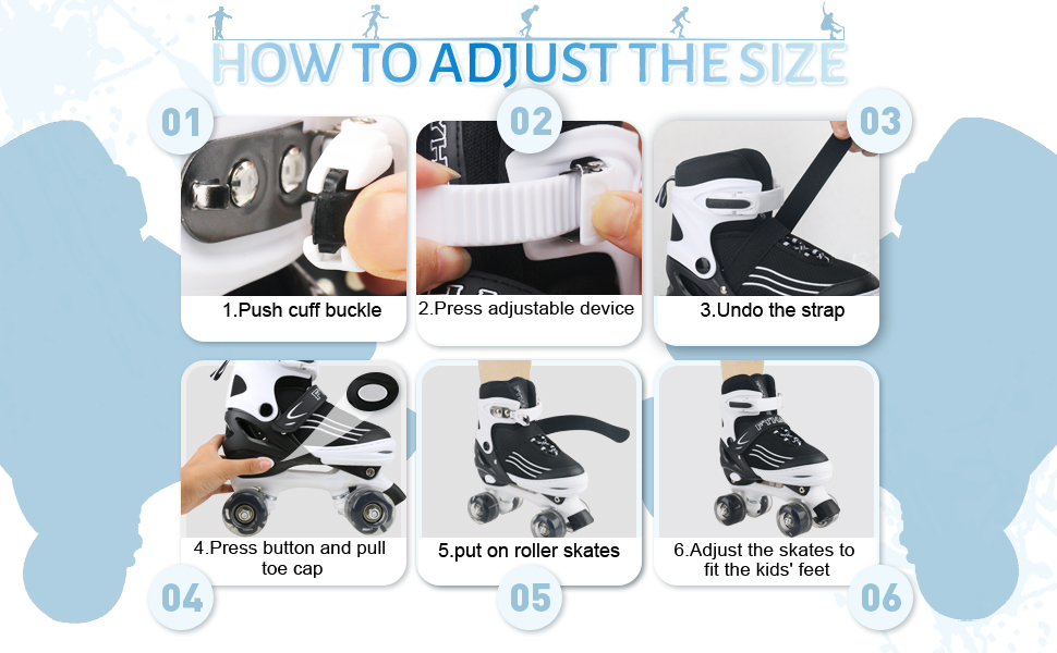 Дитячі ролики Kinder для дівчаток та хлопчиків, регульовані, з підсвічуванням, кольори: чорний та білий, розмір L (36-40 EU)