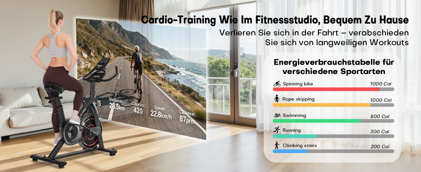 Hometrainer CHAOKE з LCD-монітором: тихе кардіотренування вдома, до 150 кг, чорно-синій