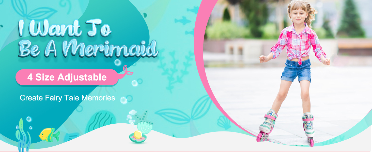 Інлайнери NEMONE для дівчаток, 4 розміри, регульовані, блакитний, фіолетовий, для дітей, в приміщенні та на вулиці, великий розмір (37-39 EU), маленький розмір (28-31 EU), рожево-зелений