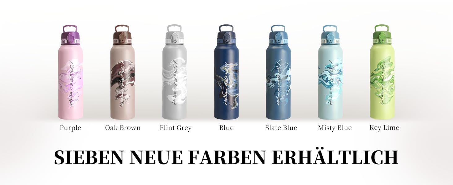 Термос-пляшка UZSPACE 1л (970мл) з нержавіючої сталі, ізольована, з 1-клік відкриванням, без витоку, для спорту, фітнесу, подорожей, зелений