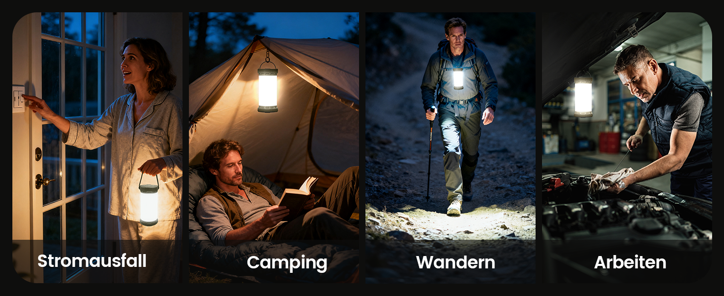 Glocusent Ліхтар для кемпінгу та намету: 1500 люмен, 135 LED, 200 годин роботи, акумулятор 5000 mAh, 3 кольори та 5 рівнів яскравості, SOS, перезаряджувана кемпінгова лампа для відключень електроенергії, туризму та надзвичайних ситуацій