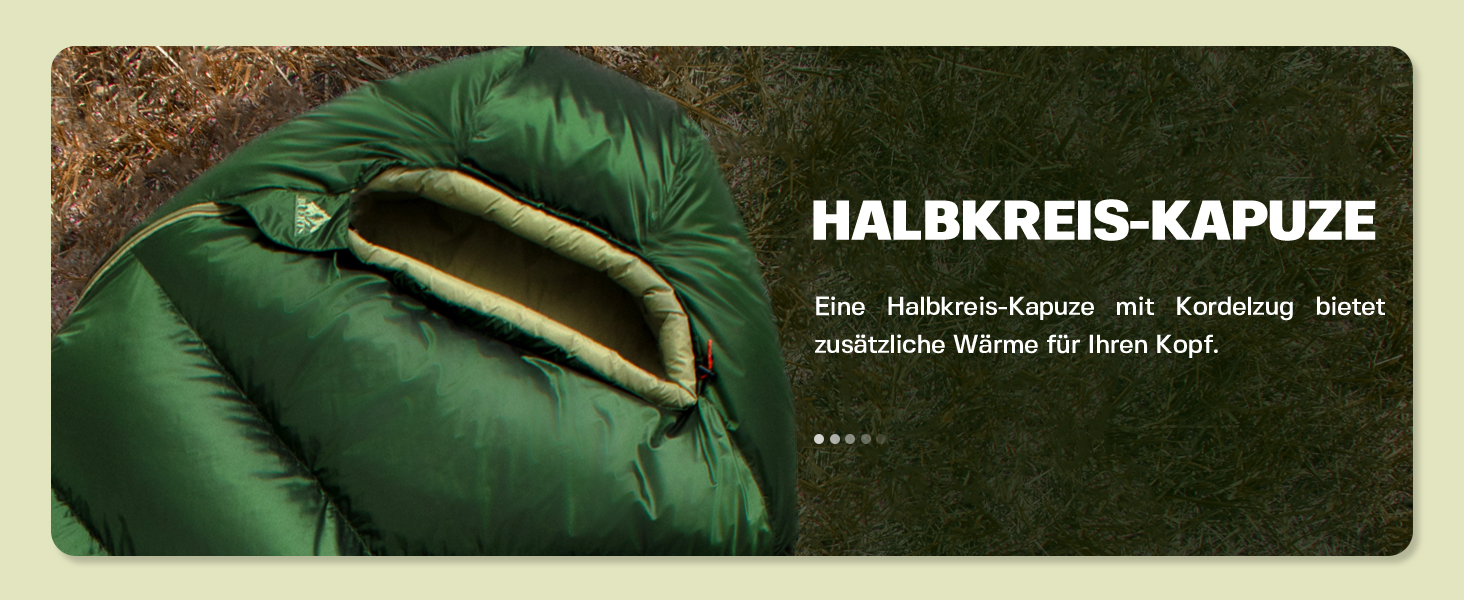 Спальний мішок BUERTS Daunen Summer 620FP, компактний, для дорослих та підлітків, 16°C, зелений