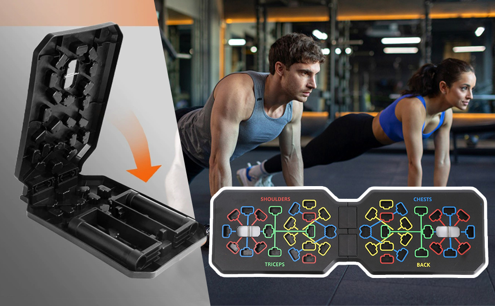 Багатофункціональна дошка для віджимань 12-в-1, складана портативна система для тренування м'язів верхньої частини тіла та всього організму