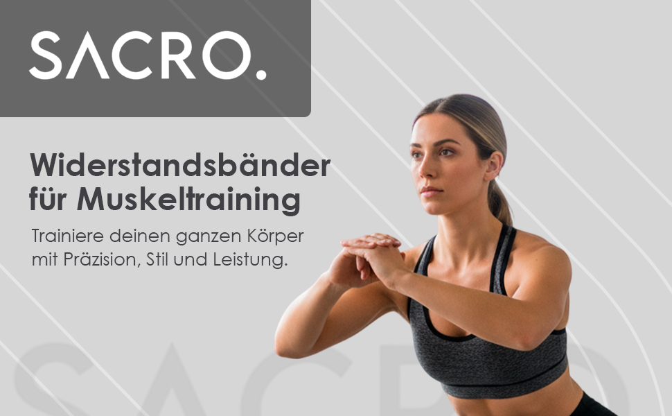 SACRO: Набір з 5 еластичних стрічок для фітнесу – тренажерний інвентар для занять йогою, пілатесом, кросфітом та калістенікою