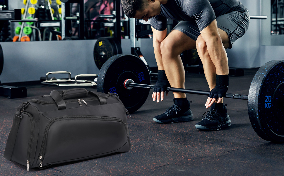 Спортивна сумка-рюкзак для чоловіків та жінок - містка дорожня/тренувальна сумка з відділенням для взуття та мокрих речей, 50 x 28 x 25 см, чорна