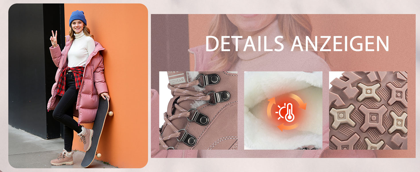 Зимові черевики для жінок, снігоступи, антиковзаючі черевики, зимові черевики, розмір 37-42 EU, 40 EU, рожеві