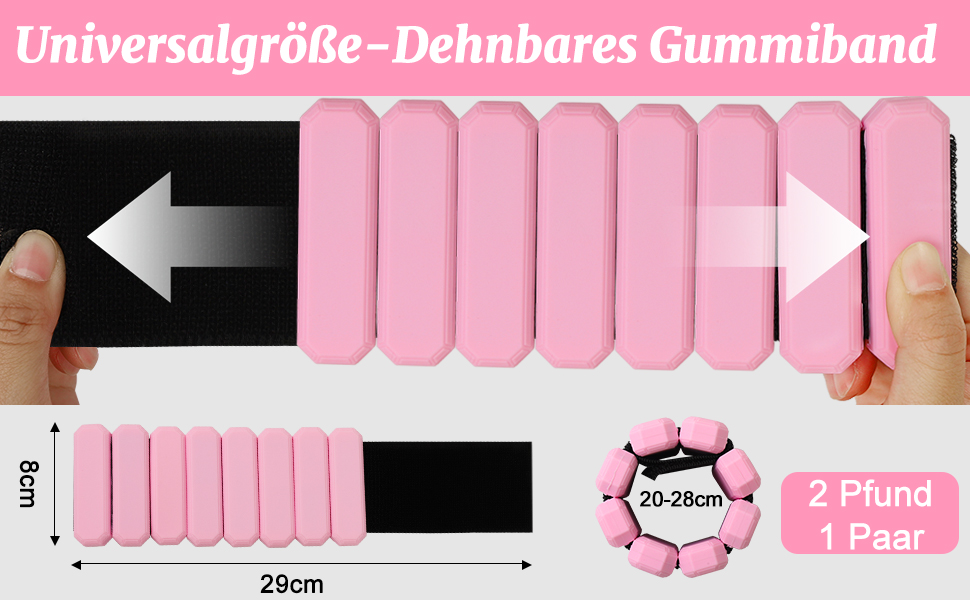 Ваги для зап'ястя та кісточки Omtofo, 2 шт (по 0,45 кг), регульовані, для йоги, танців, пілатесу, аеробіки, кардіо, ходьби, зелено-рожеві