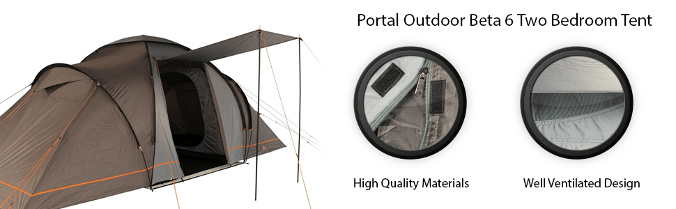 Намет Portal Outdoors Beta 6: просторий 2-кімнатний зелений намет з сумкою для зберігання