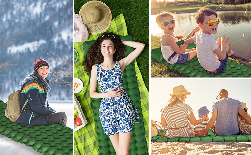 Саморозгортальний килимок для кемпінгу Podazz - ультралегка спальна матрац з подушкою, 10 см товщина, водонепроникний, з вбудованим насосом для туризму (блакитний)