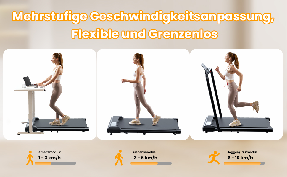 Біговий доріжка для дому складний 2 в 1, Walking Pad з регульованим столом, 1-10 км/год, LED-дисплеєм, пульт дистанційного керування, 2.5 PS, 120 кг, з підлокітниками