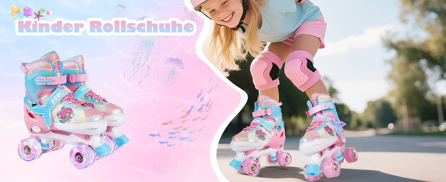 Дитячі ролики Kinder - регульовані, рожеві, для дівчаток та хлопчиків, 4 розміри, для початківців, для залу та вулиці (36-40 EU)
