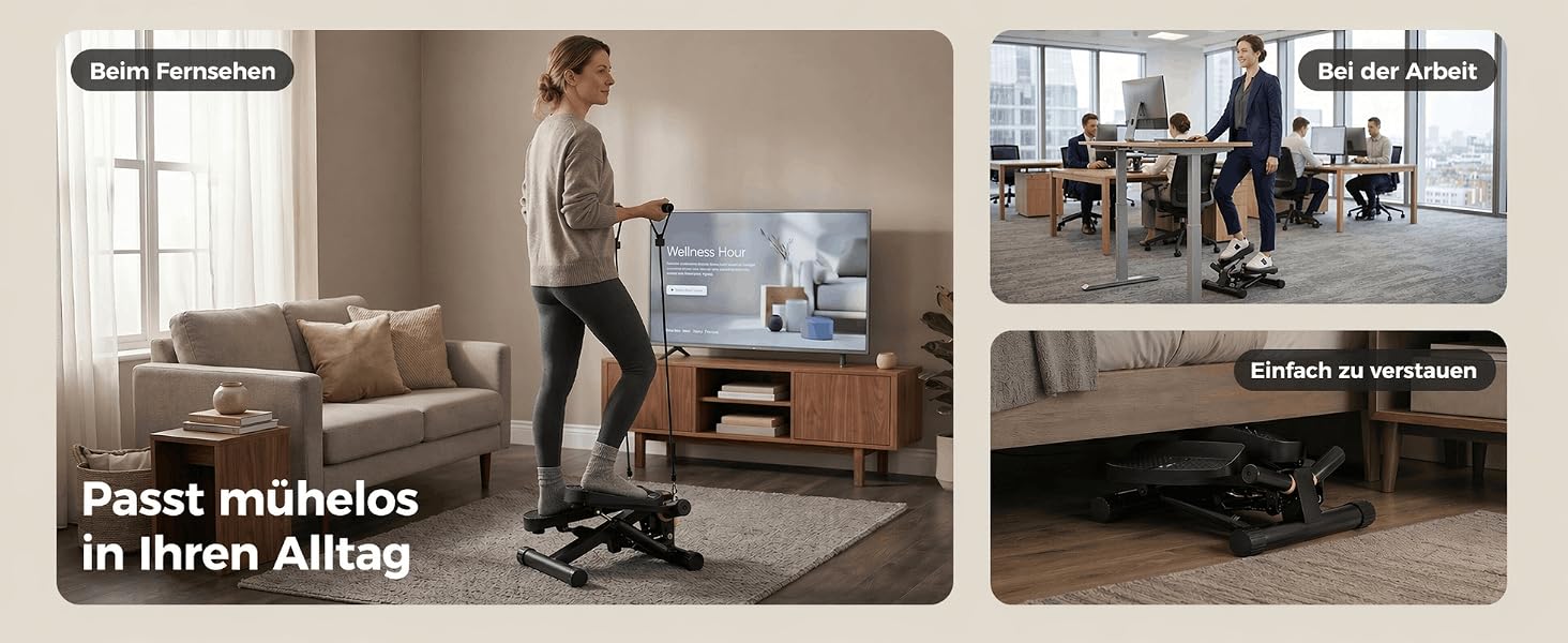 Степпер-твістер Niceday для дому 2 в 1 з еспандерами та LCD-дисплеєм, тренажер для ніг та рук, до 100 кг