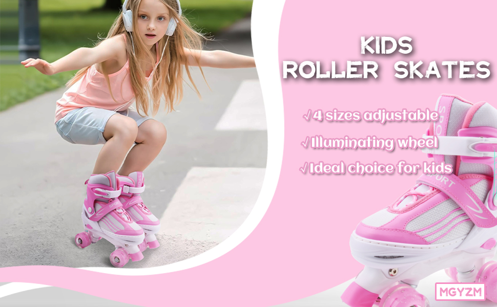 Дитячі ролики Kinder Rollschuhe для дівчаток та хлопчиків, регульовані, з підсвічуванням, кольори: білий та рожевий, розмір EU 28-32