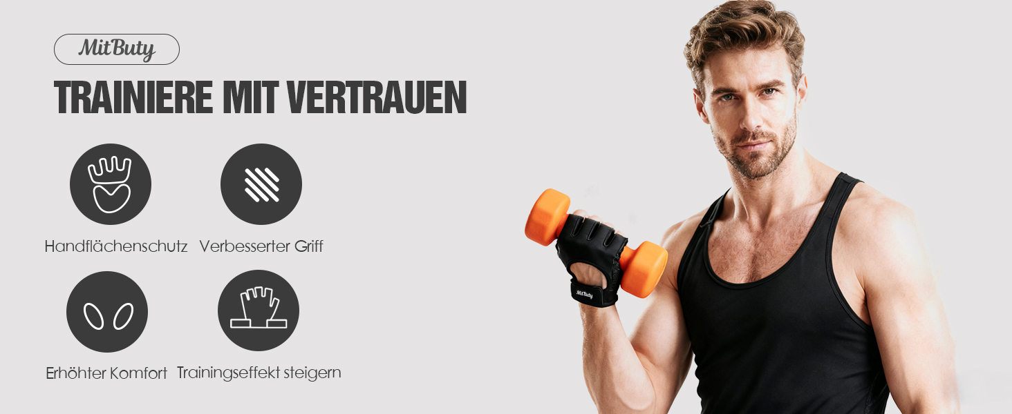 Тренувальні рукавички для чоловіків та жінок – фітнес рукавички для залу, важкої атлетики, кросфіту, силового спорту, спорту та тренувань. Рукавички з антиковзкими силіконовими точками та підкладкою на долоні. Розмір M: 18–19.5 см (Чорний), L: 19.5–21.5 см