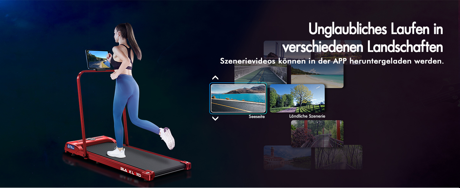 Інтелектуальний килимок для ходьби BLACK LORD SL9H - 2-в-1 для дому та офісу, з пульт та моніторингом даних, червоний (з ручками)