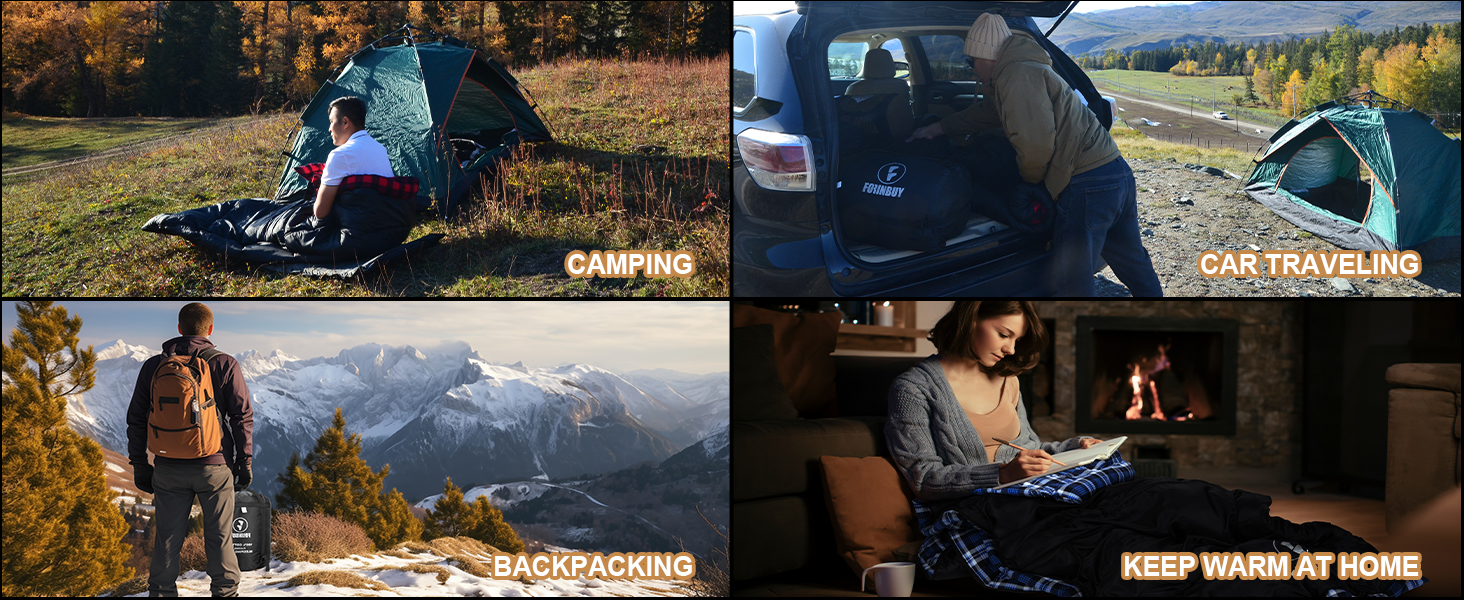 Спальний мішок фланелевий теплий 3-4 сезони XXL з бавовняним підкладком для дорослих, риболовлі, кемпінгу, піших прогулянок, легкий для дому та на вулицю, блакитний, 2lbs наповнювач