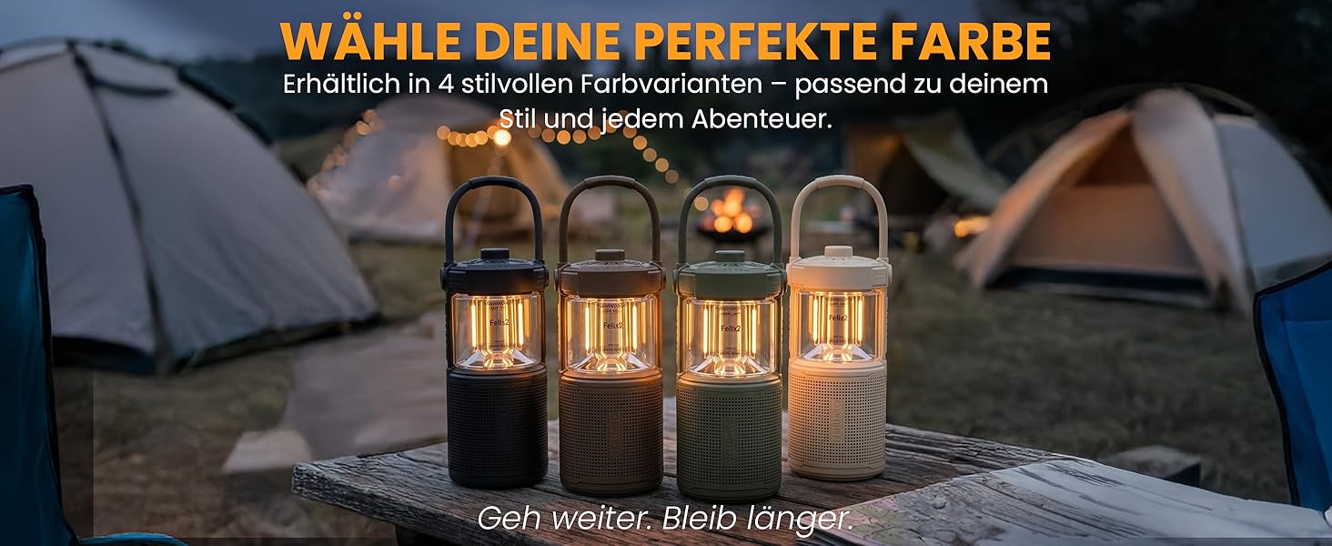 Ліхтар кемпінговий LED Felix 2 з Bluetooth колонкою, акумуляторний, водонепроникний IPX7, 360° освітлення, 20W звук, 24 год роботи, USB, чорний