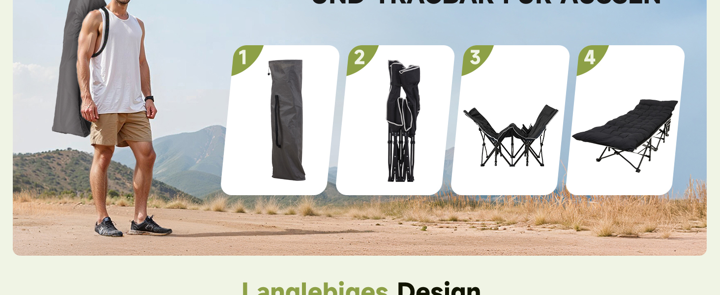 Ліжко-розкладачка Warmiehomy XXL з матрацом для дорослих, гостьове ліжко, широке, міцне, для кемпінгу, відпочинку, офісу, саду, сіре, з матрацом