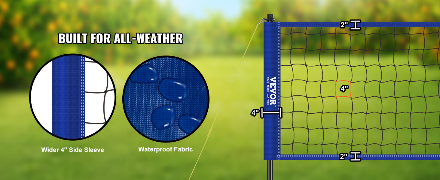 Набір для волейболу VEVOR, регульована висота, 9,7 x 2,4 м, блакитний, портативний, складаний, з м'ячем та сумкою, для саду та пляжу