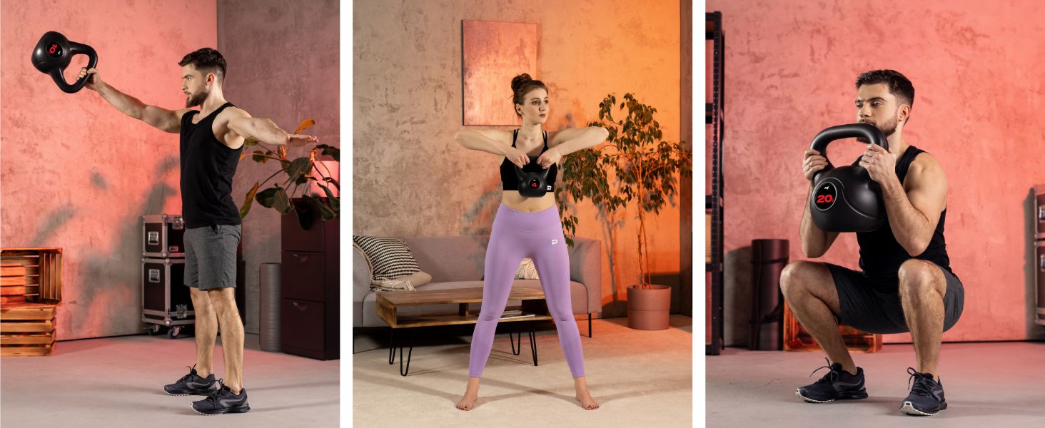 Кетлбел Hop-Sport 4-20 кг з пластику: для ефективних тренувань вдома, ергономічні ручки, обладнання для домашнього фітнесу